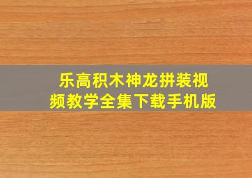 乐高积木神龙拼装视频教学全集下载手机版