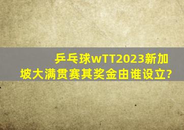 乒乓球wTT2023新加坡大满贯赛其奖金由谁设立?