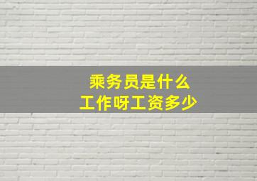 乘务员是什么工作呀工资多少