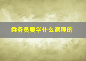 乘务员要学什么课程的