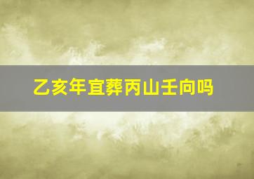 乙亥年宜葬丙山壬向吗