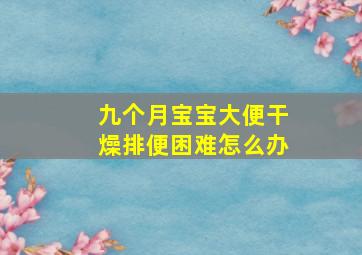 九个月宝宝大便干燥排便困难怎么办