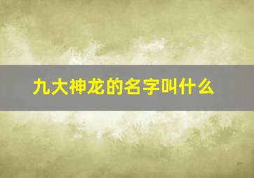 九大神龙的名字叫什么