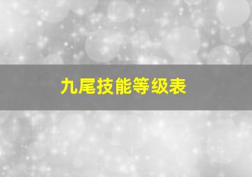 九尾技能等级表