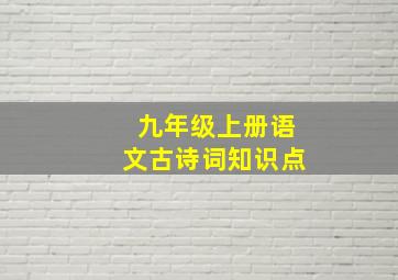 九年级上册语文古诗词知识点