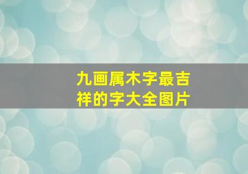 九画属木字最吉祥的字大全图片