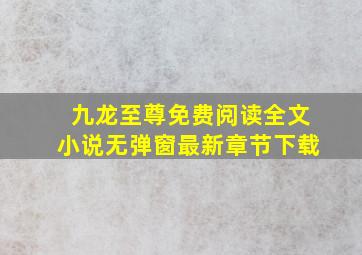 九龙至尊免费阅读全文小说无弹窗最新章节下载