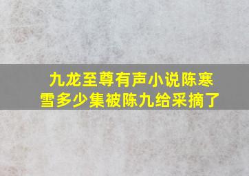 九龙至尊有声小说陈寒雪多少集被陈九给采摘了