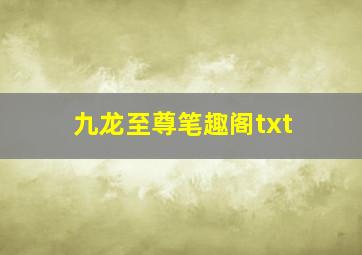 九龙至尊笔趣阁txt