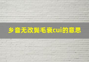 乡音无改鬓毛衰cui的意思