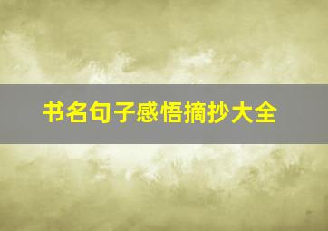 书名句子感悟摘抄大全