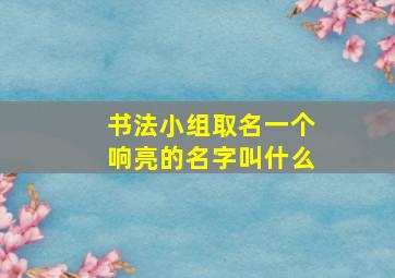 书法小组取名一个响亮的名字叫什么