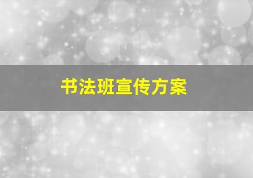 书法班宣传方案