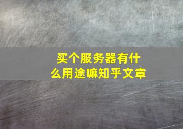 买个服务器有什么用途嘛知乎文章