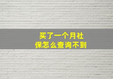 买了一个月社保怎么查询不到