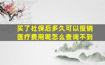 买了社保后多久可以报销医疗费用呢怎么查询不到