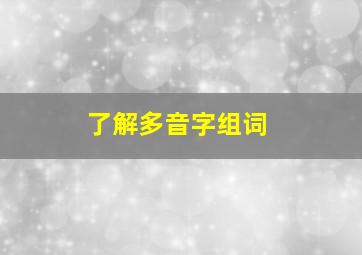 了解多音字组词