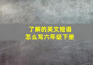 了解的英文短语怎么写六年级下册