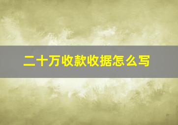 二十万收款收据怎么写