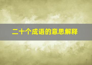 二十个成语的意思解释