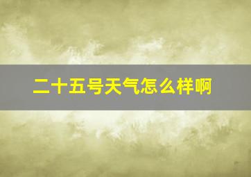 二十五号天气怎么样啊