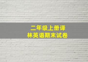 二年级上册译林英语期末试卷