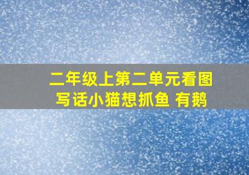 二年级上第二单元看图写话小猫想抓鱼 有鹅