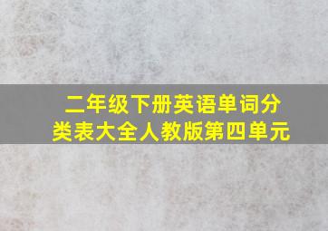 二年级下册英语单词分类表大全人教版第四单元