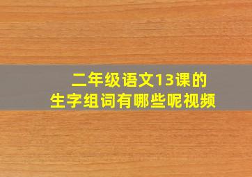 二年级语文13课的生字组词有哪些呢视频