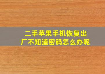 二手苹果手机恢复出厂不知道密码怎么办呢