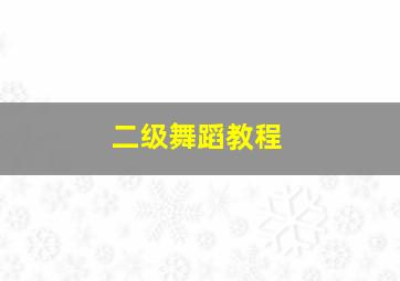 二级舞蹈教程