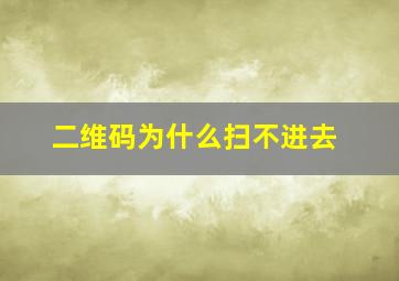 二维码为什么扫不进去