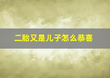 二胎又是儿子怎么恭喜