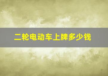 二轮电动车上牌多少钱