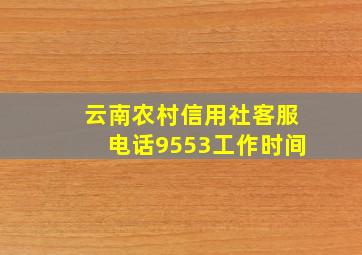 云南农村信用社客服电话9553工作时间