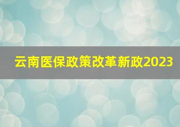 云南医保政策改革新政2023