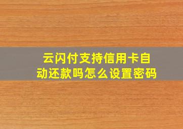 云闪付支持信用卡自动还款吗怎么设置密码