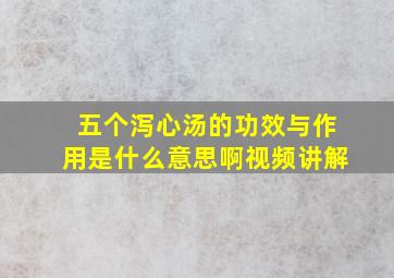 五个泻心汤的功效与作用是什么意思啊视频讲解