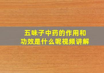 五味子中药的作用和功效是什么呢视频讲解