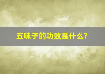 五味子的功效是什么?