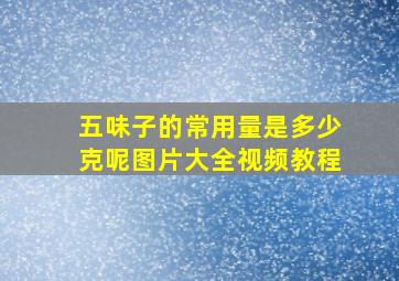 五味子的常用量是多少克呢图片大全视频教程