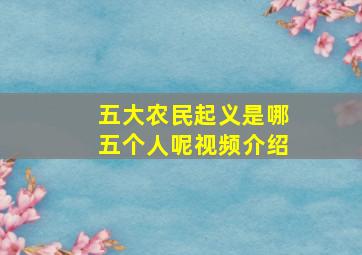 五大农民起义是哪五个人呢视频介绍