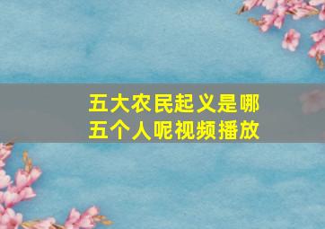 五大农民起义是哪五个人呢视频播放