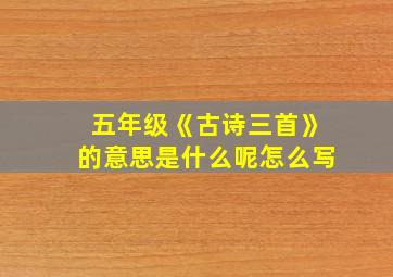 五年级《古诗三首》的意思是什么呢怎么写