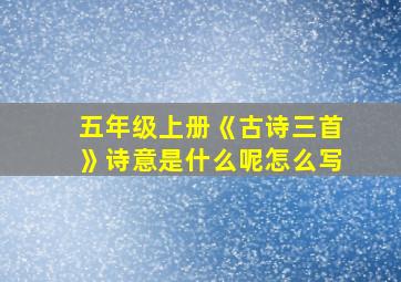 五年级上册《古诗三首》诗意是什么呢怎么写