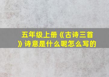 五年级上册《古诗三首》诗意是什么呢怎么写的