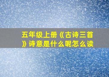 五年级上册《古诗三首》诗意是什么呢怎么读