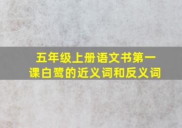 五年级上册语文书第一课白鹭的近义词和反义词