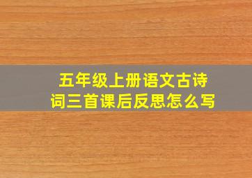 五年级上册语文古诗词三首课后反思怎么写