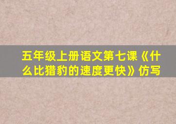 五年级上册语文第七课《什么比猎豹的速度更快》仿写